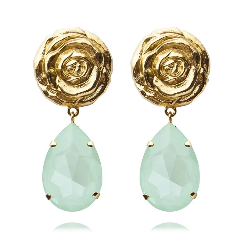Caroline Svedbom - Rosita Drop Earrings Gold Soft Mint
