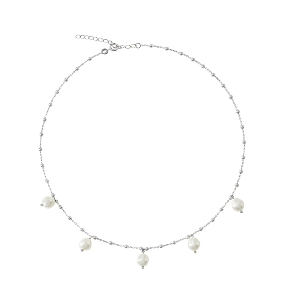 Emmy Pearl Necklace Rhodium - Caroline Svedbom - Snabb frakt & paketinslagning - Nordic Spectra