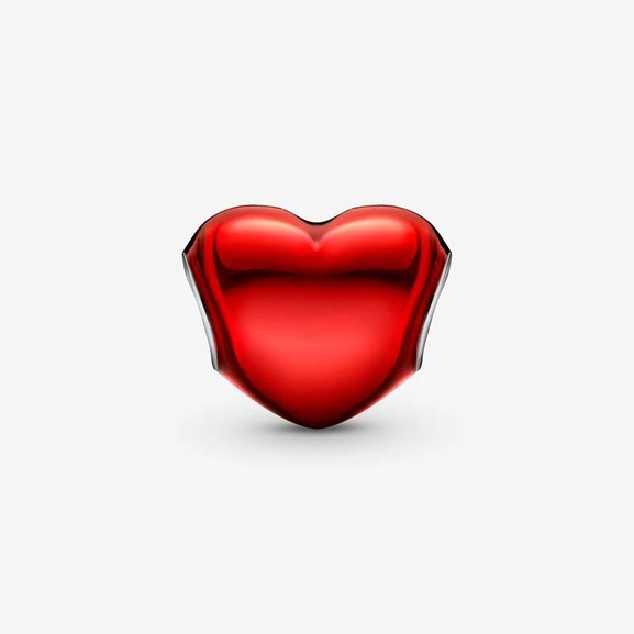 Rotes Metallic-Herz Charm von PANDORA, Schneller Versand - Nordicspectra.de