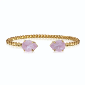 Guldpläterat armband med två droppformade rosa kristaller