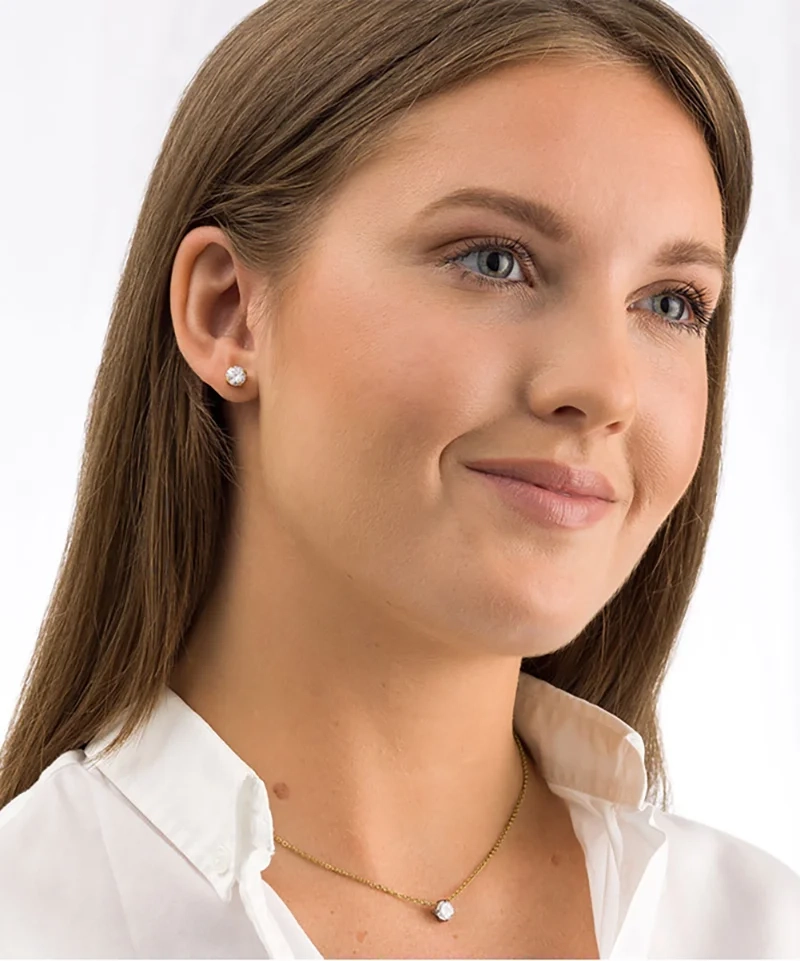 Blomdahl Tiffany 7 mm vita statementörhängen i medicinsk titan med cubic zirconia