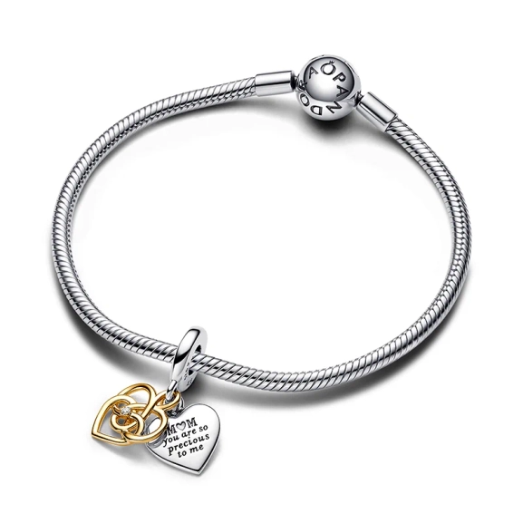 Gravierbarer Mama Doppelter Charm-Anhänger mit im Labor gezüchtetem Diamanten - PANDORA - Nordic Spectra