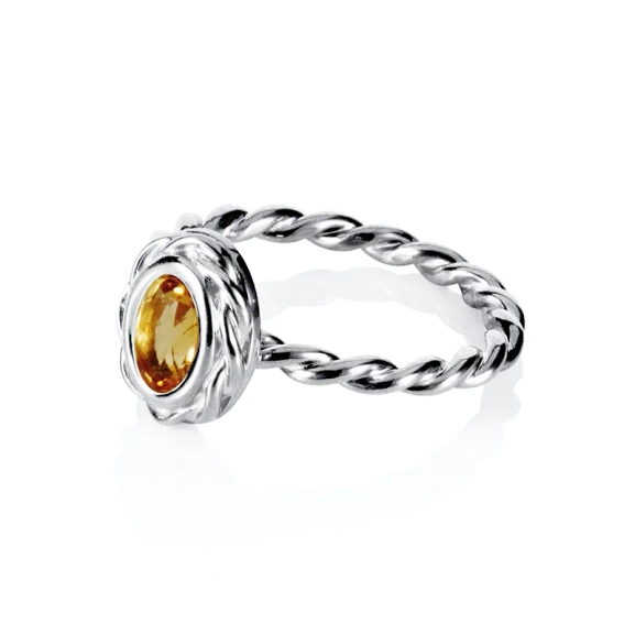 Wrapped Colour Ring - Citrine White Gold i 18K vitguld med oval citrin