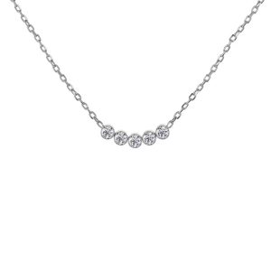Halsband i rostfritt stål med fem cubic zirconia-stenar på en justerbar ankarkedja