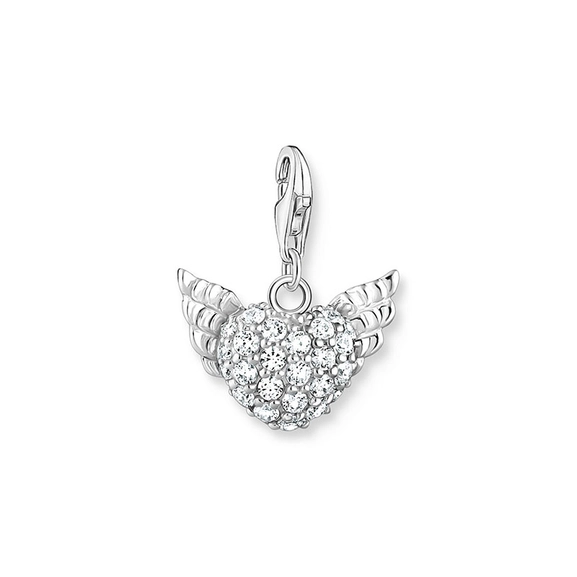 Charm Pendant Winged Heart White Stones Silver - Thomas Sabo - Suuri valikoima & ilmainen lahjapaketointi - Nordicspectra.fi