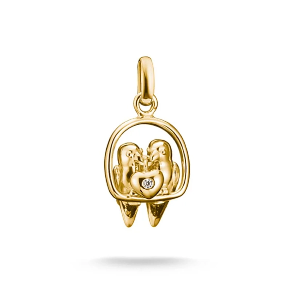 CC Connect Turturduvor Berlock Guld i 18K guldpläterat silver med cubic zirconia