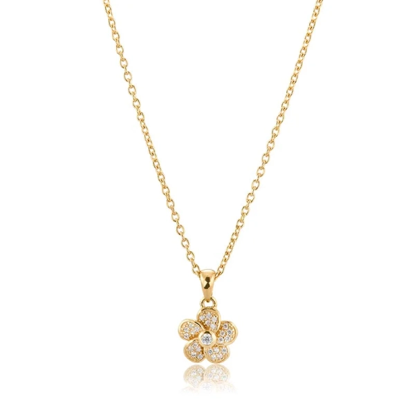 Rose Sparkling Halsband Guld med blomformad cubic zirconia-detalj i 24K guldpläterat silver