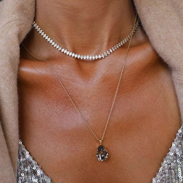 Crystal Navette Necklace Rhodium Crystal - Caroline Svedbom - Snabb frakt & paketinslagning - Nordic Spectra