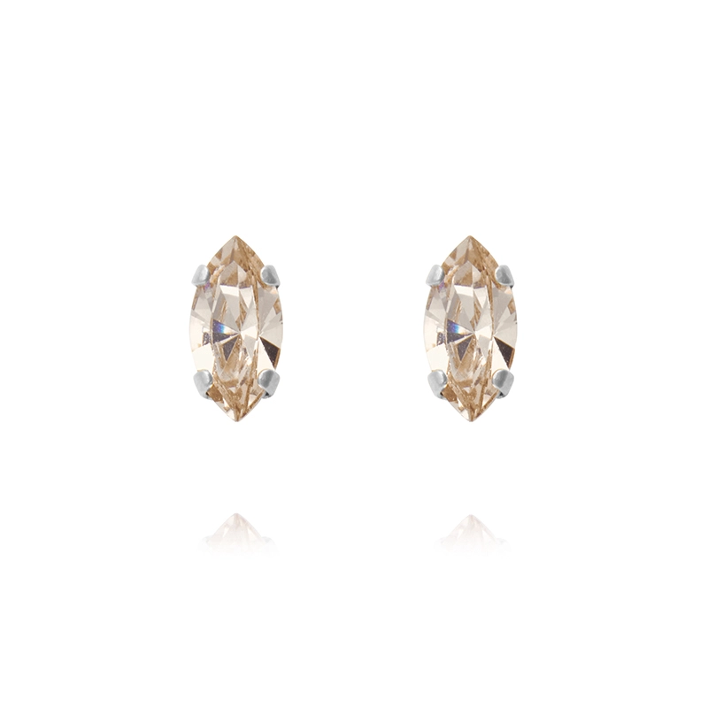 Caroline Svedbom - Petite Navette Earrings Rhodium Light Silk