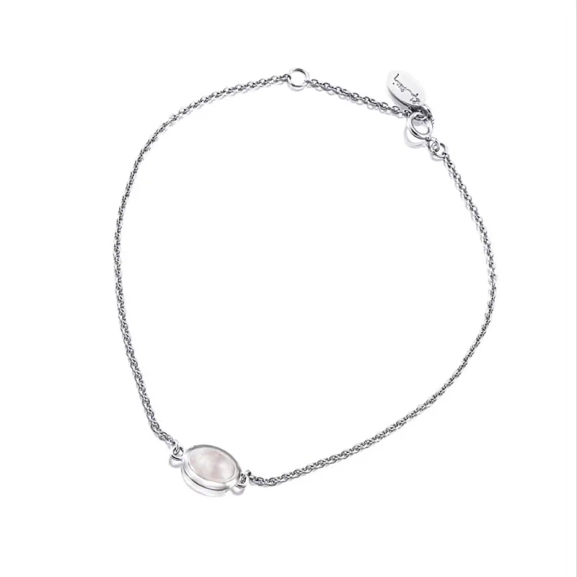 Love Bead Bracelet i silver med mjukt rosa rosenkvarts