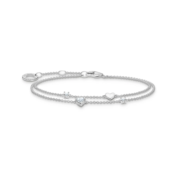 Armband med Hjärtan och Vita Stenar - Thomas Sabo berlock - Snabb frakt & paketinslagning - Nordicspectra.se