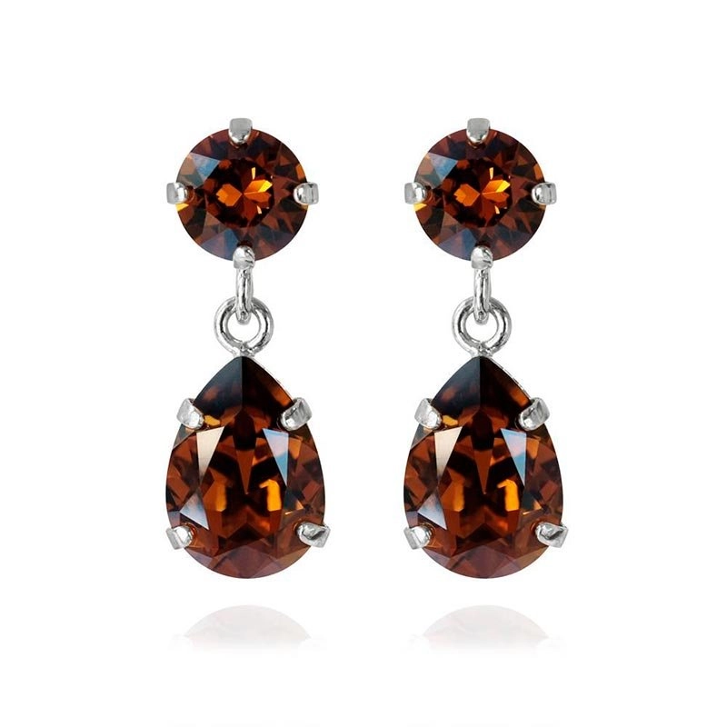 Caroline Svedbom - Mini Drop Earrings Rhodium Smoked Topaz