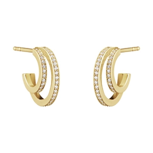 Halo Ohrringe Gold Mit Doppelte Diamanten 0.32 ct von Georg Jensen, Schneller Versand - Nordicspectra.de