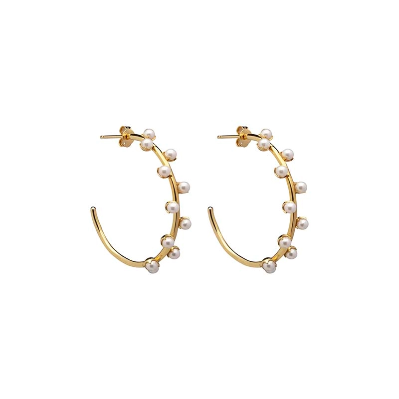 CU Jewellery - Pearl Hoop Ear Gold