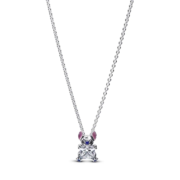 Disney Stitch halsband i sterlingsilver med färgglad design och kubisk zirkonia.