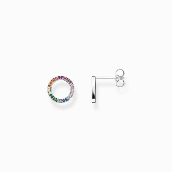 Blackened Silver ear studs Together round with coloured stones - Thomas Sabo - Suuri valikoima & ilmainen lahjapaketointi - Nordic Spectra