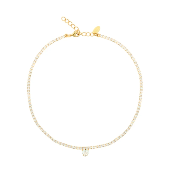 Kullanvärinen kaulakoru kirkkailla Swarovski-kristalleilla