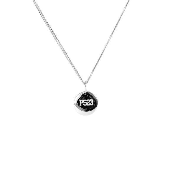 PS23 Organic Coin Silver-halsband med ojämn yta och PS23-gravyr