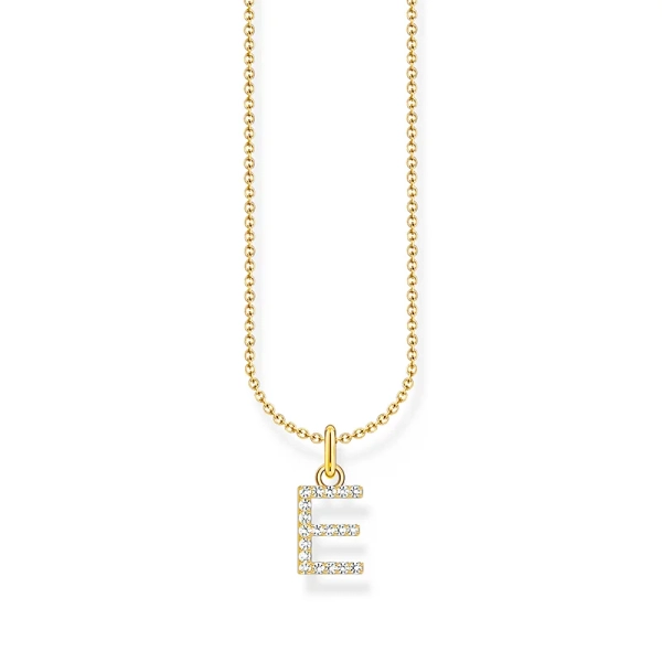 Sparkling Letter E Necklace Gold - Thomas Sabo - Suuri valikoima & ilmainen lahjapaketointi - Nordic Spectra