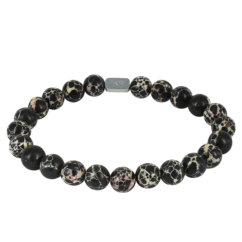 AROCK - MORRIS Armband 8 mm Svart/Beige