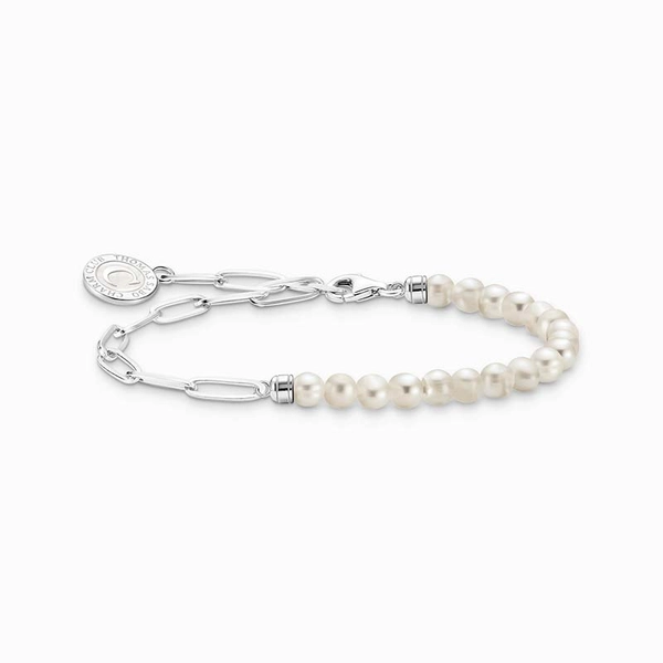 Rannekoru Charmista Coin Valkoiset Helmet - Thomas Sabo - Suuri valikoima & ilmainen lahjapaketointi - Nordic Spectra