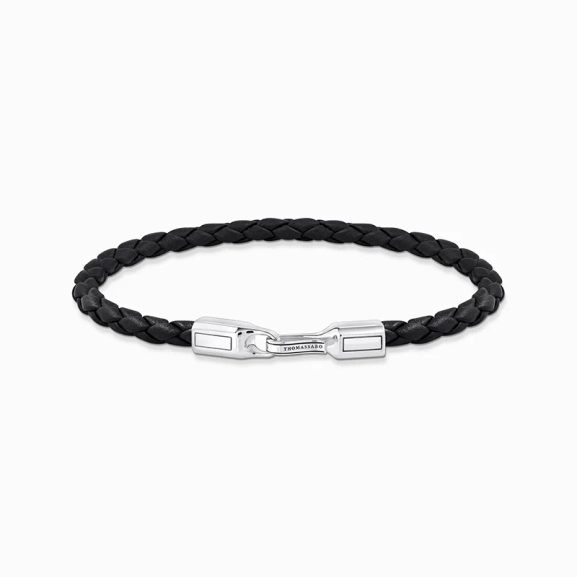 Lederarmband schmal in Schwarz Silber - Thomas Sabo - Nordic Spectra