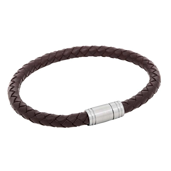 Läderarmband Flätat Brunt/Stål Teen - Snabb frakt & paketinslagning - Nordicspectra.se