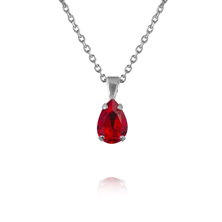 Petite Drop Necklace i rodium med en ljusröd Light Siam-kristall