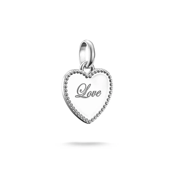 CC Connect Love Hjärta Berlock i silver med ingraverad text "Love" och dekorativ ram