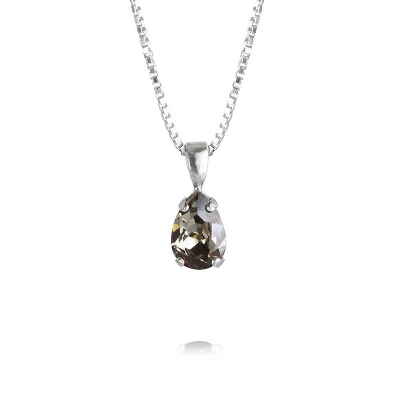 Caroline Svedbom - Petite Drop Necklace Rhodium Black Diamond