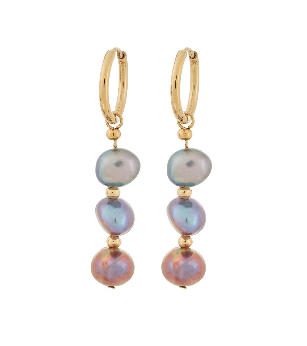 Edblad - Iris Pearl Hoops Teal Gold