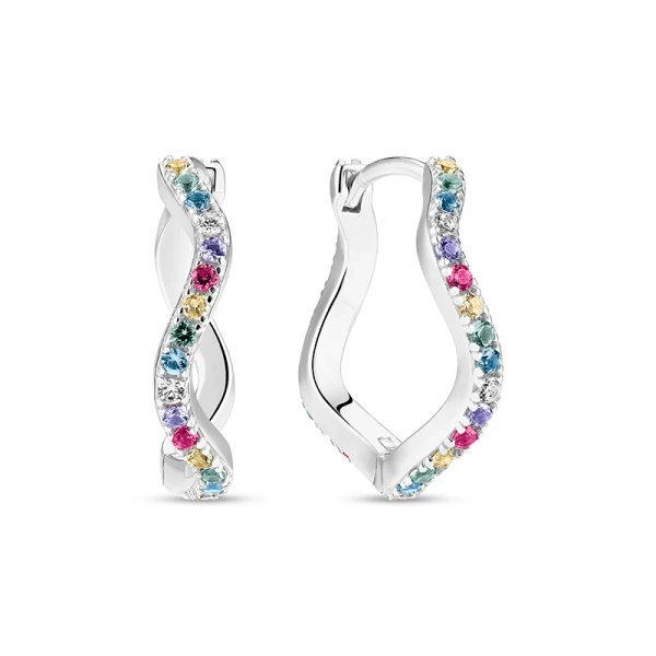 Ellera Waves Grande Ohrringe Mix in Silber mit Zirkonia-Steinen von Sif Jakobs