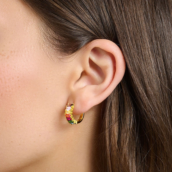 Creolen bunte Steine Pavé Gold von Thomas Sabo, Schneller Versand - Nordicspectra.de
