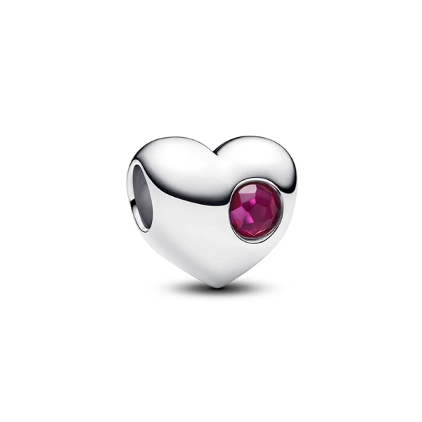 Roter Herz-Charm mit leuchtendem Kristall in Silber von Pandora Moments