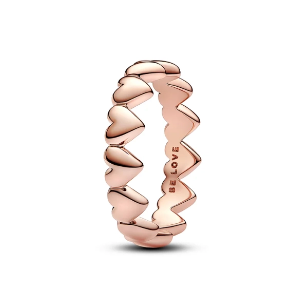 Ring med Rad av Hjärtan Rosé - PANDORA - 1-2 dagar leverans - Gratis paketinslagning