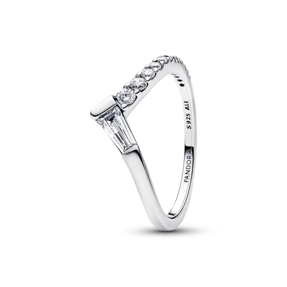 Tiara Baguette Pavé -sormus hopeisena