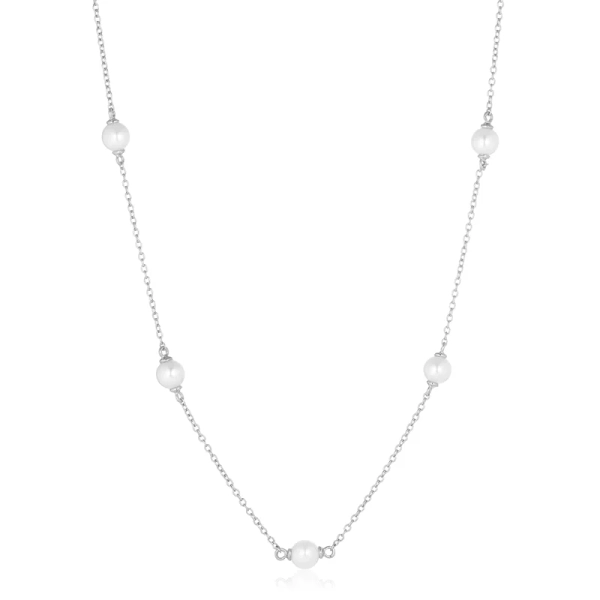 Padua Cinque Halsband i silver med en elegant sötvattenpärla från Sif Jakobs Padua-kollektion. Justerbar längd för perfekt passform.