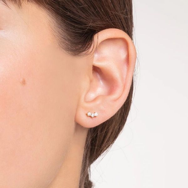 Stiftörhänge med Tre Vita Stenar Guld - Thomas Sabo örhängen - Snabb frakt & paketinslagning - Nordicspectra.se