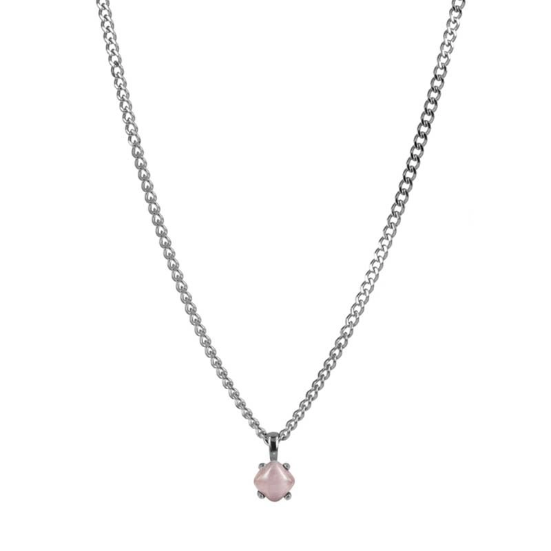 Astrid & Agnes - VICTORIA Kort Halsband Rosa/Stål