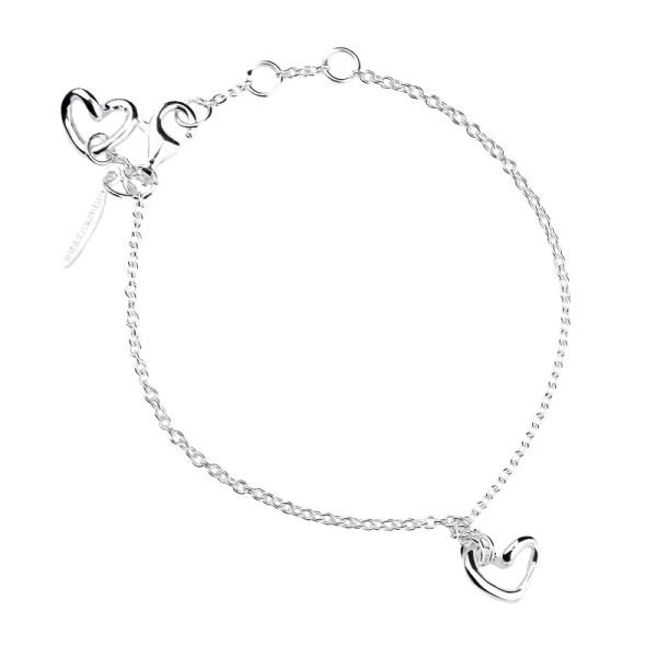 Love Vibe Drop Bracelet i återvunnet silver med hjärtformad design och justerbar längd