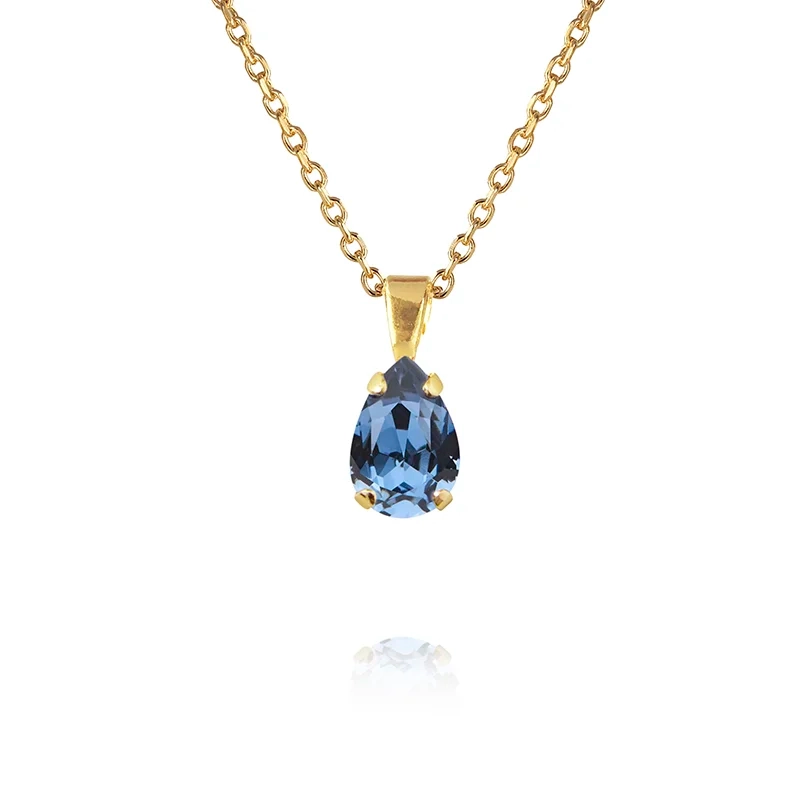 Caroline Svedbom - Petite Drop Necklace Gold Denim Blue