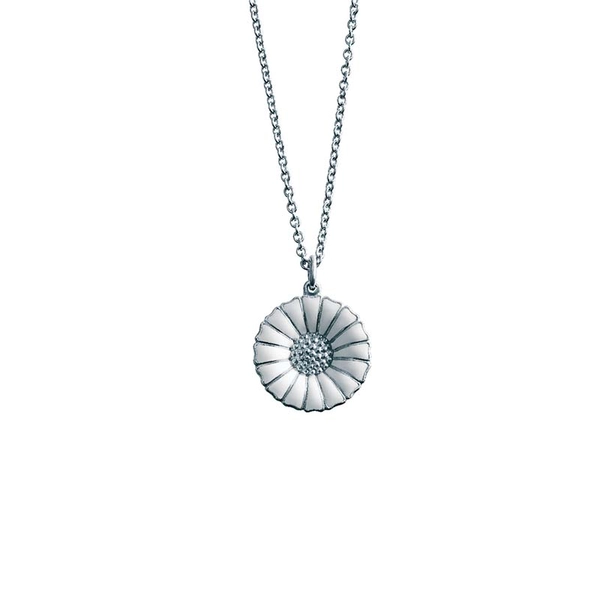 Daisy Medium Halsband Silver med Vit Emalj - Georg Jensen halsband - Snabb frakt & paketinslagning - Nordicspectra.se