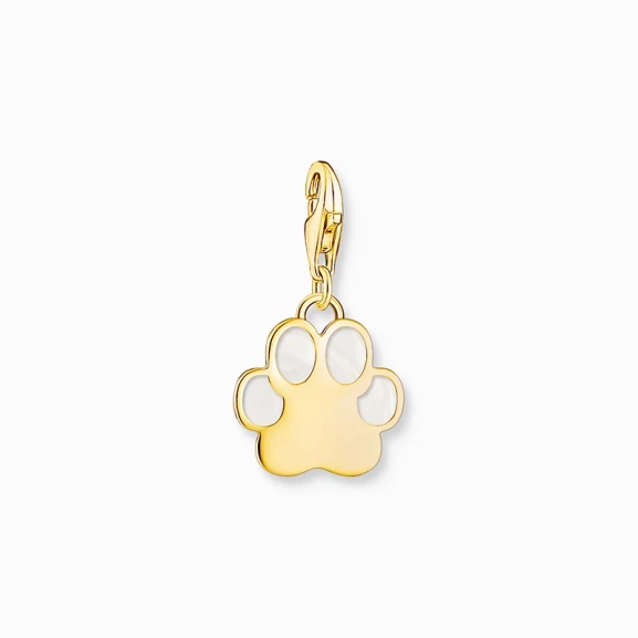 Charm-Anhänger Hundepfote mit weißer Kaltemaille vergoldet - Thomas Sabo - Nordic Spectra