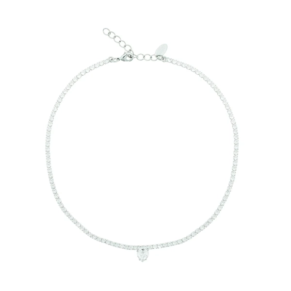 Love Edit Necklace i rhodium med klara Swarovski-kristaller