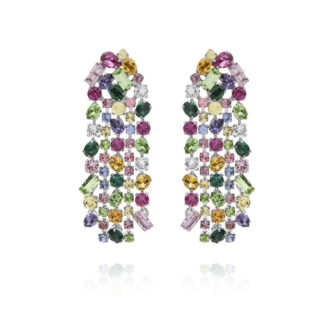 Caroline Svedbom - Noelle Statement Earring Rhodium Festive Combo