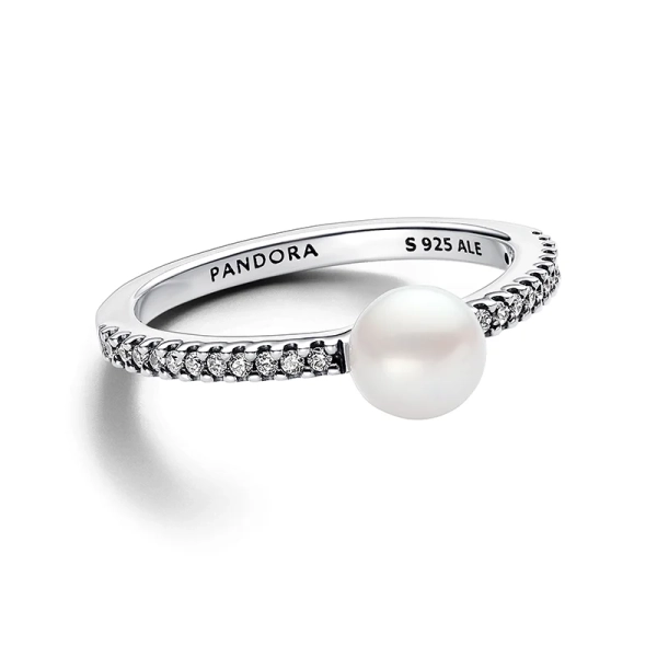 Behandelte Süßwasserzuchtperle & Pavé Ring - PANDORA - Nordic Spectra