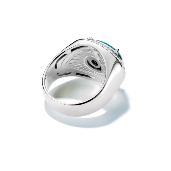 Oval Turkos Ring från Thomas Sabo i återvunnet silver med oval imitationsturkos och gnistrande vita zirkoniastenar.