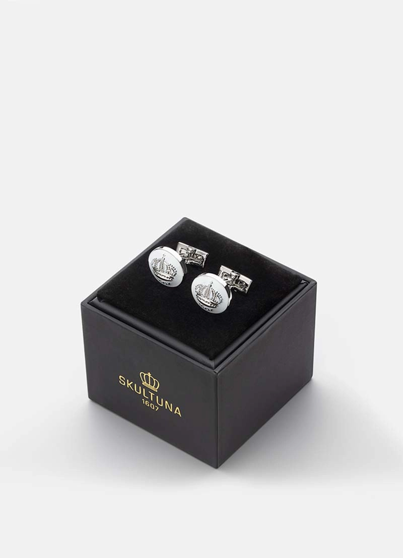 Manschettknappar The Crown Silver Ivory Vit - Skultuna - Snabb frakt & paketinslagning - Nordicspectra.se