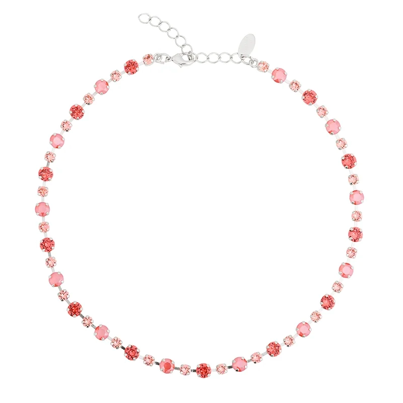 Caroline Svedbom - Calanthe Necklace Rhodium Light Coral Combo