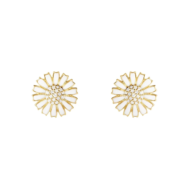 Georg Jensen - Daisy Vit Örhängen ⌀ 11 mm Guld Diamanter